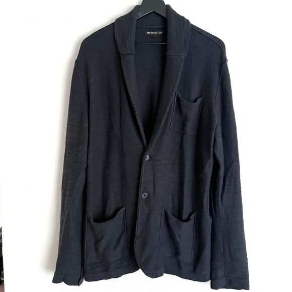 John Varvatos Star USA Men’s Cotton Linen Shawl Collar Cardigan Size L Dark Navy - Picture 1 of 7